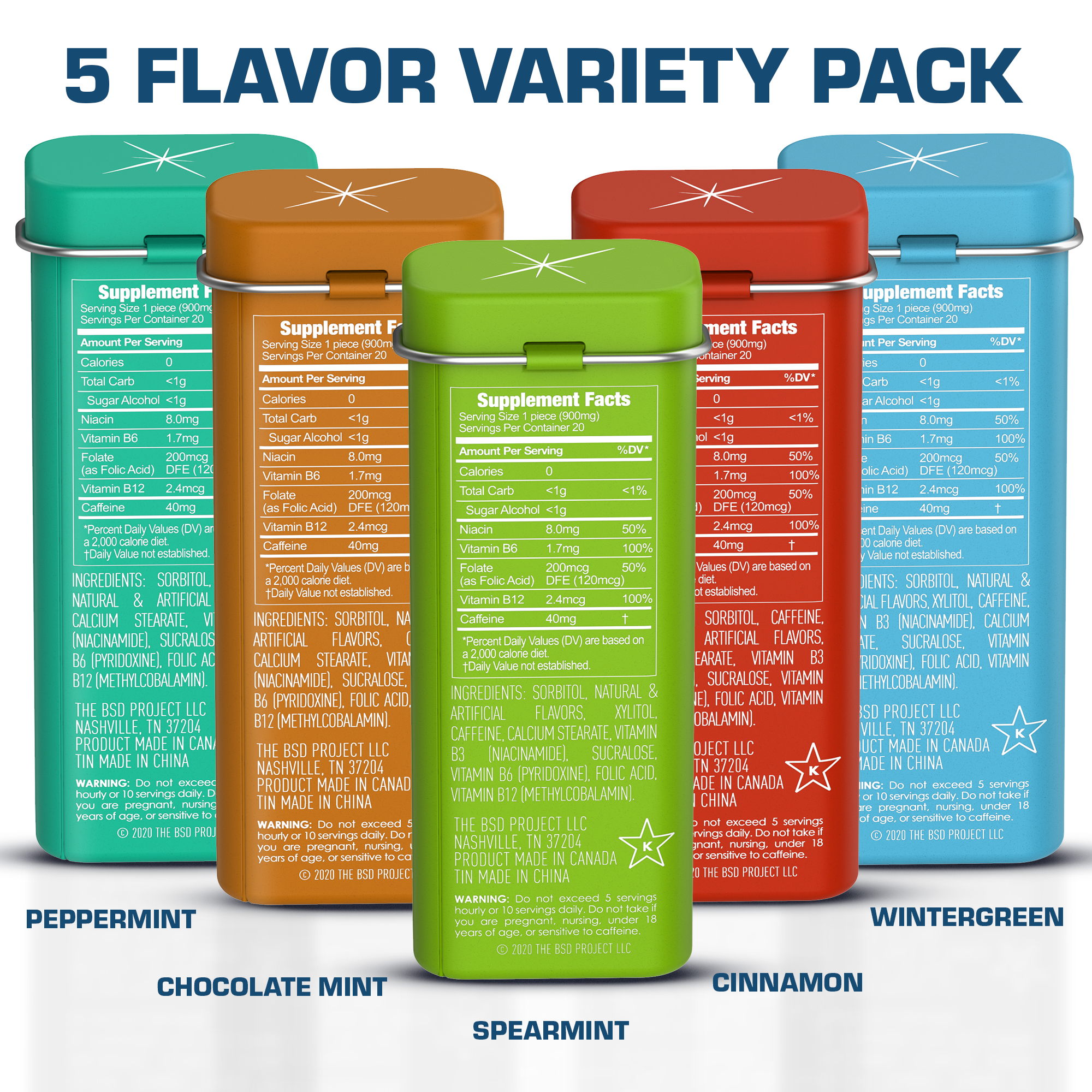 Viter Energy Caffeine Mints - 5 Flavor Variety Pack (Monthly Subscription)