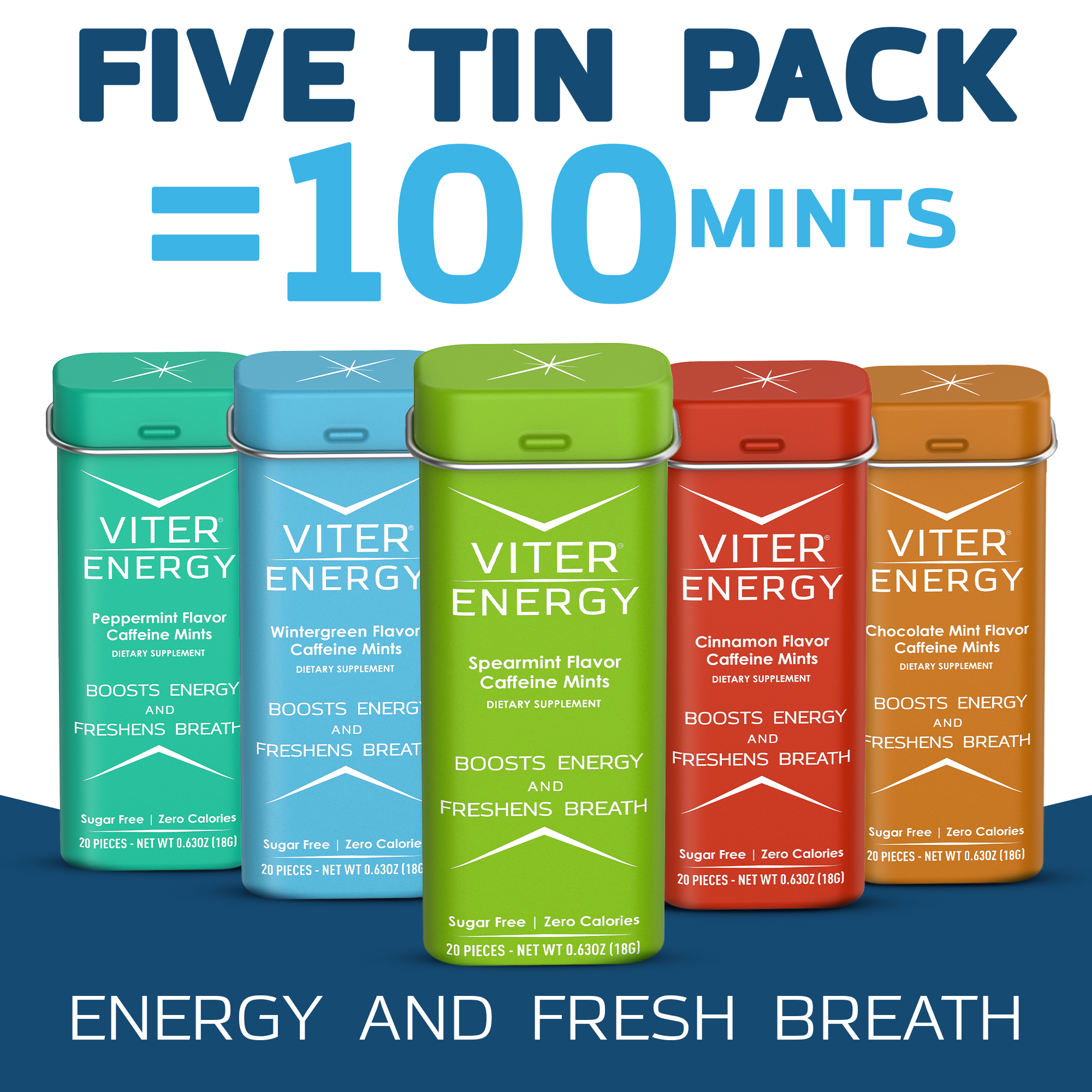 Viter Energy Caffeine Mints - 5 Flavor Variety Pack (Monthly Subscription)