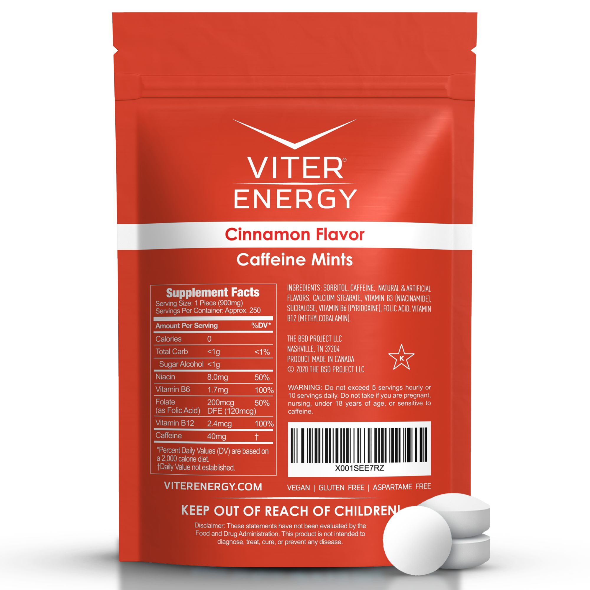 Viter Energy Caffeine Mints - 1/2 LB Bulk Bags