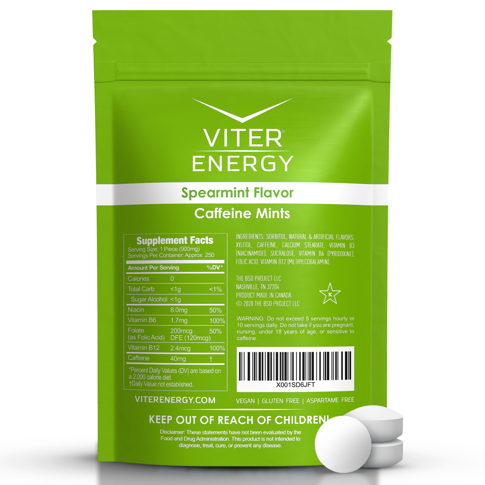 Viter Energy Caffeine Mints - 1/2 LB Bulk Bags (no sub)