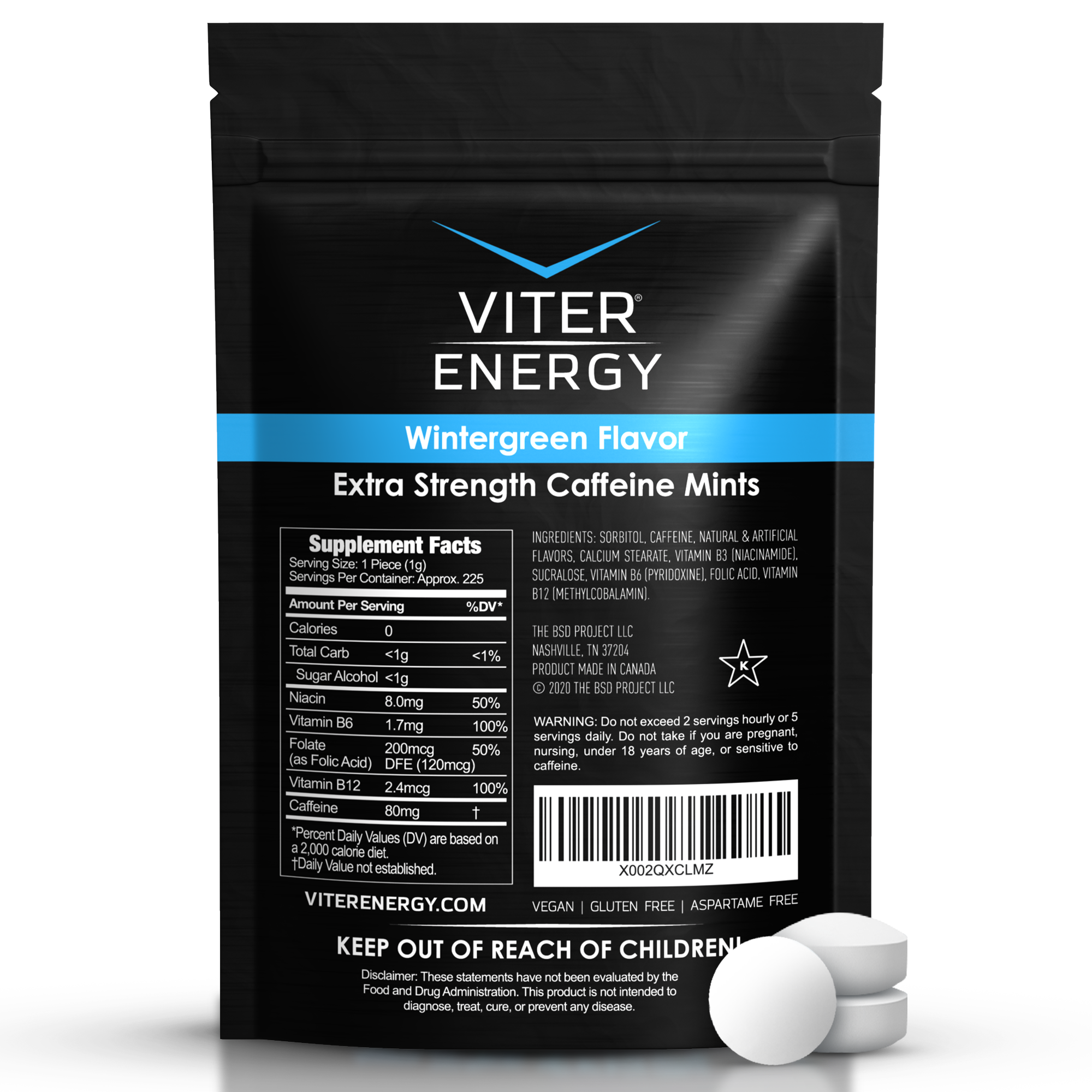 Viter Energy Extra Strength Caffeine Mints - 1/2 LB Bulk Bags (no sub)