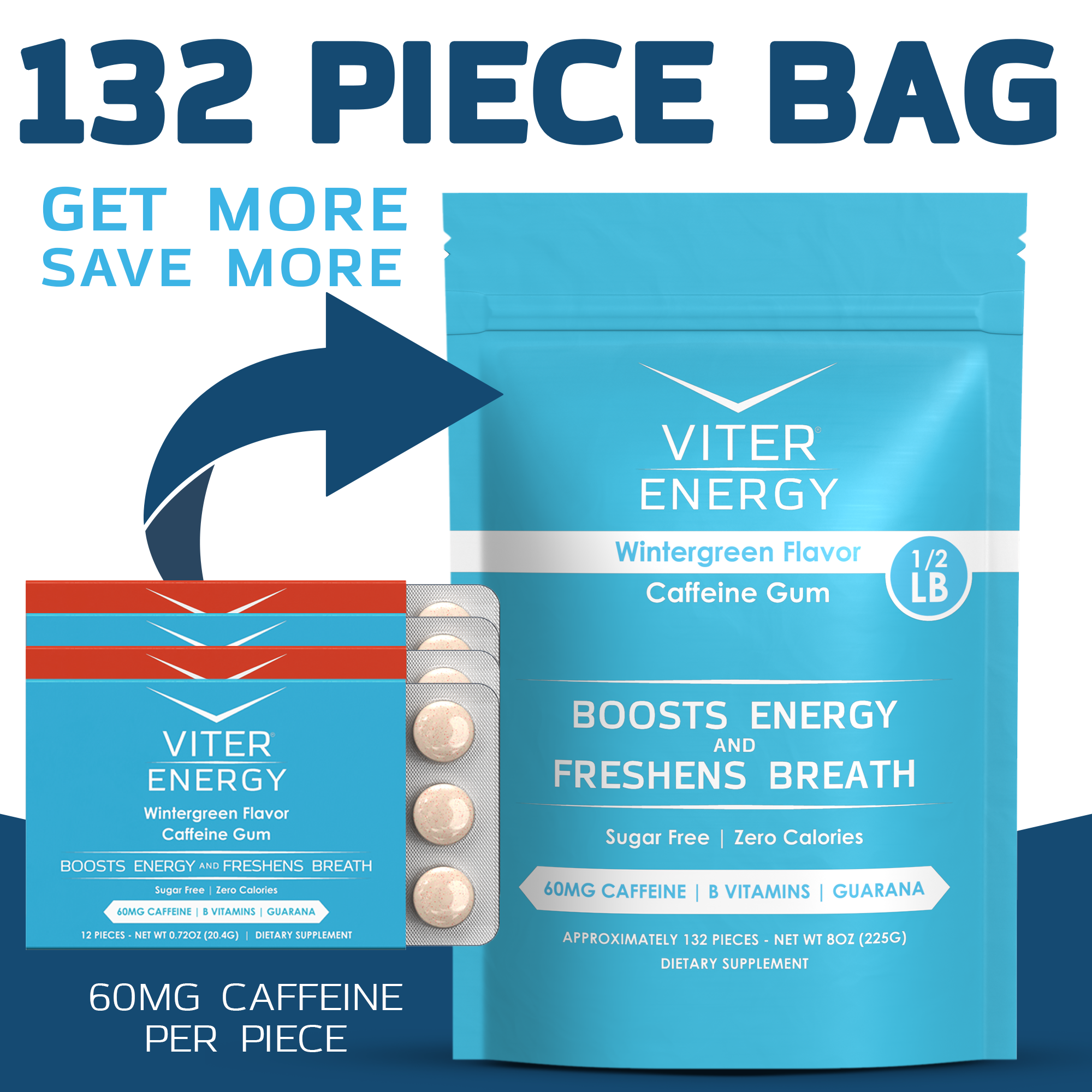 Viter Energy Caffeine Gum - 2 Flavor Variety Pack